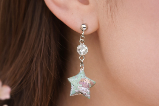 Blue origami Paper star earrings