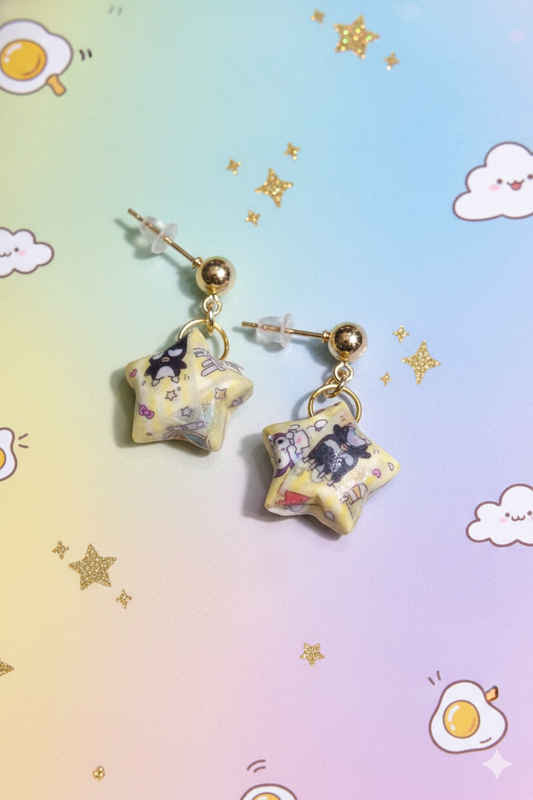 Yellow sanrio origami Star earrings