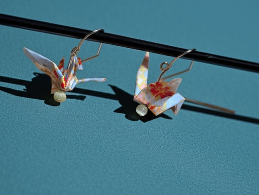 Blue origami crane earrings