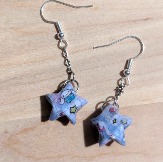 Blue Star origami earrings
